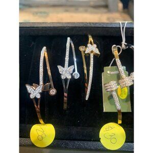 Butterfly Design Stainless Steel Bangles With Crystals